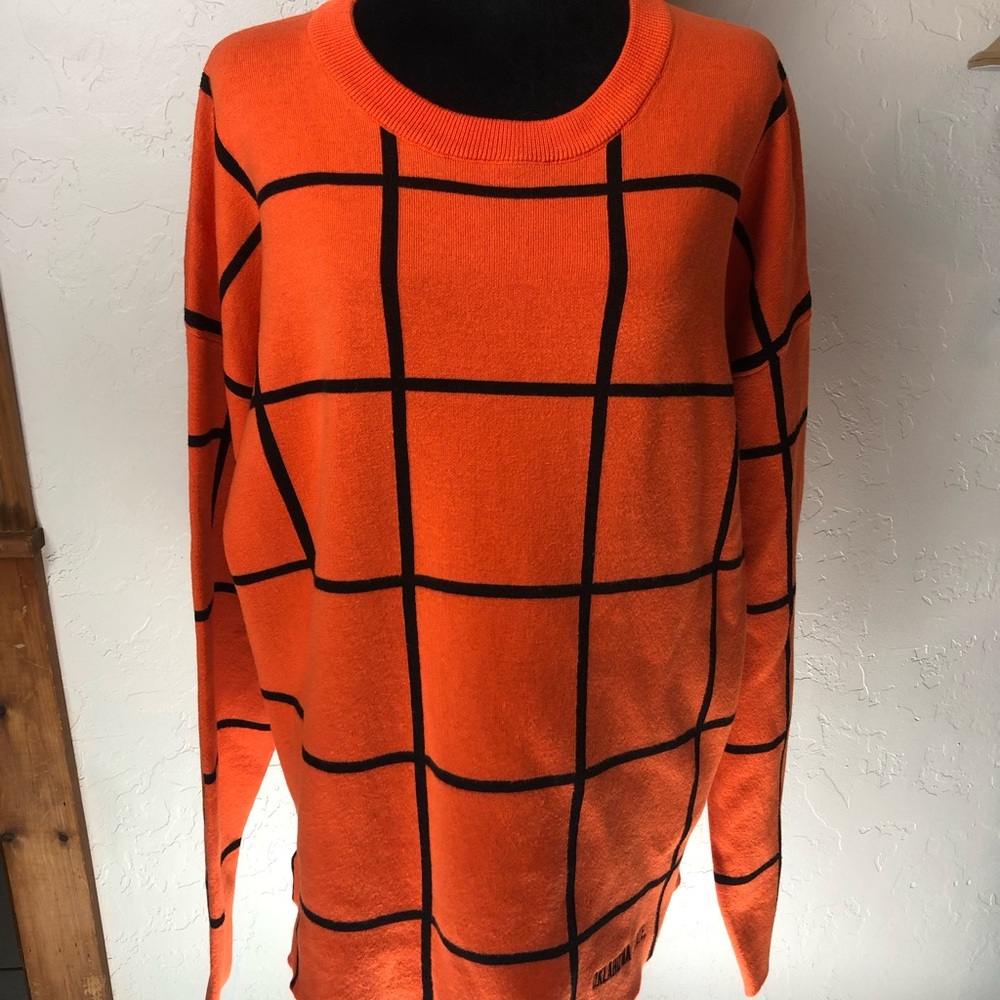 Orange Grid Pattern Sweater